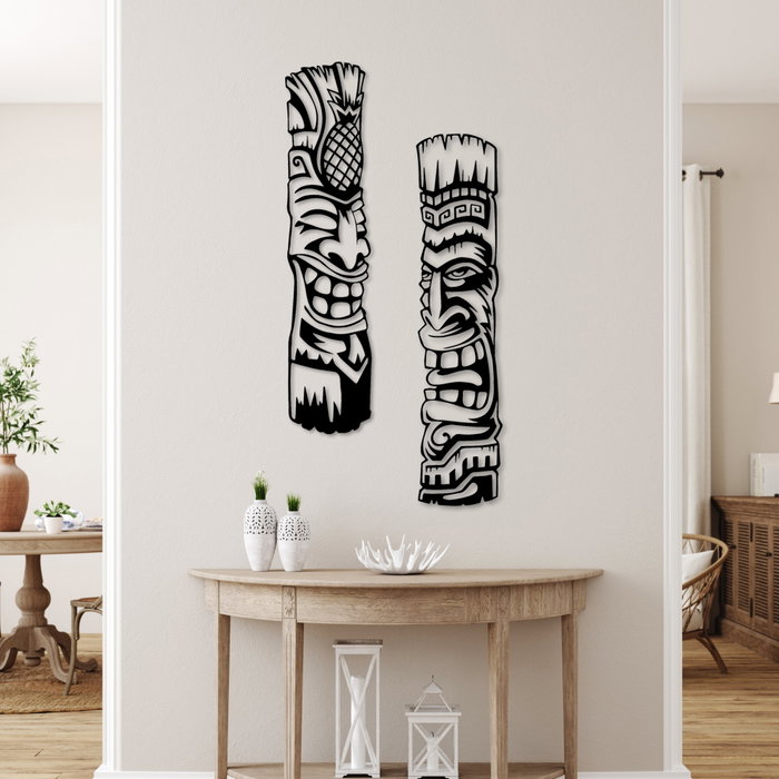 Wallity Tiki Escultura de Pared de Metal Negra (2 Piezas) Wallity Tiki Escultura de Pared de Metal Negra (2 Piezas)